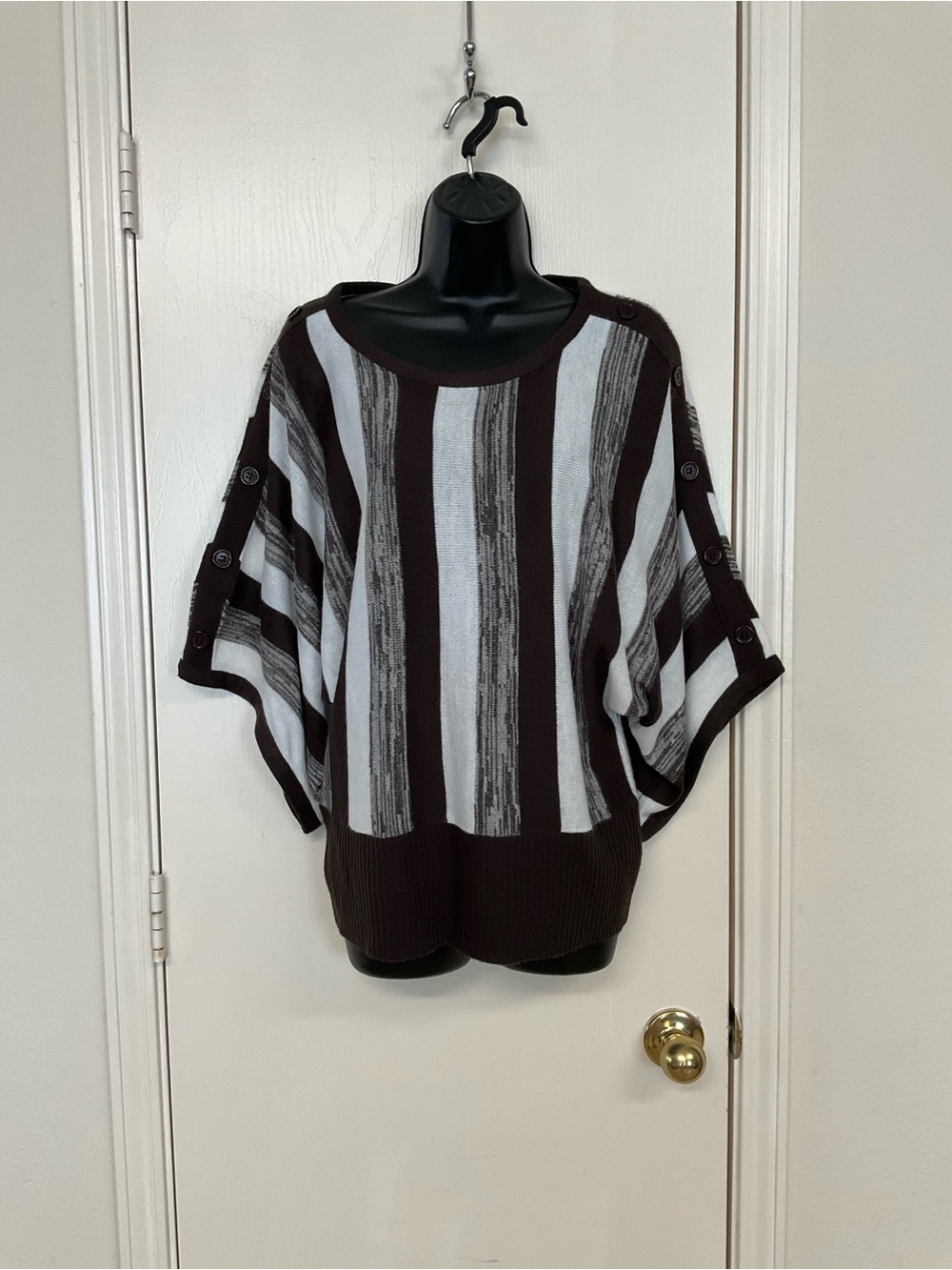 Brittany Black Brown and White Striped Dolman Sweater